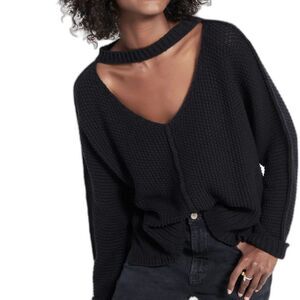 NWT Lucky Brand Steele Pullover Black Cut Out Chunky Knit Sweater Sz XL